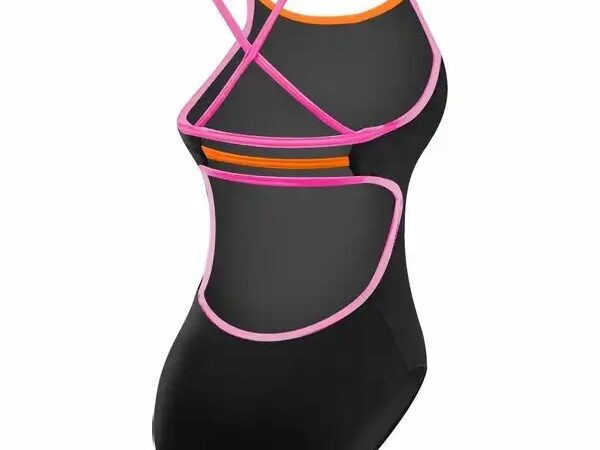 Roze streep Vogel badpak Zwart-Roze Stijl en Comfort